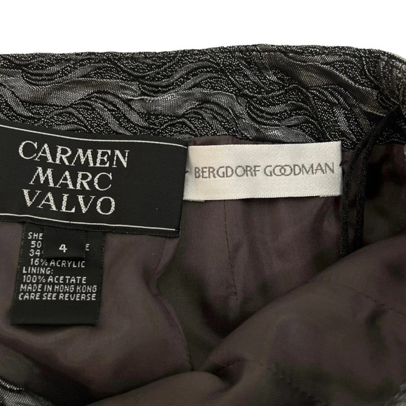 Carmen Marc Valvo Beaded Pencil Skirt Grey textured high waisted Luxury Size 4 - Picture 7 of 8